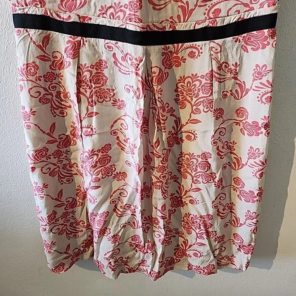 Ann Taylor Sleeveless Summer Size 8 Tan Beige Pink Floral